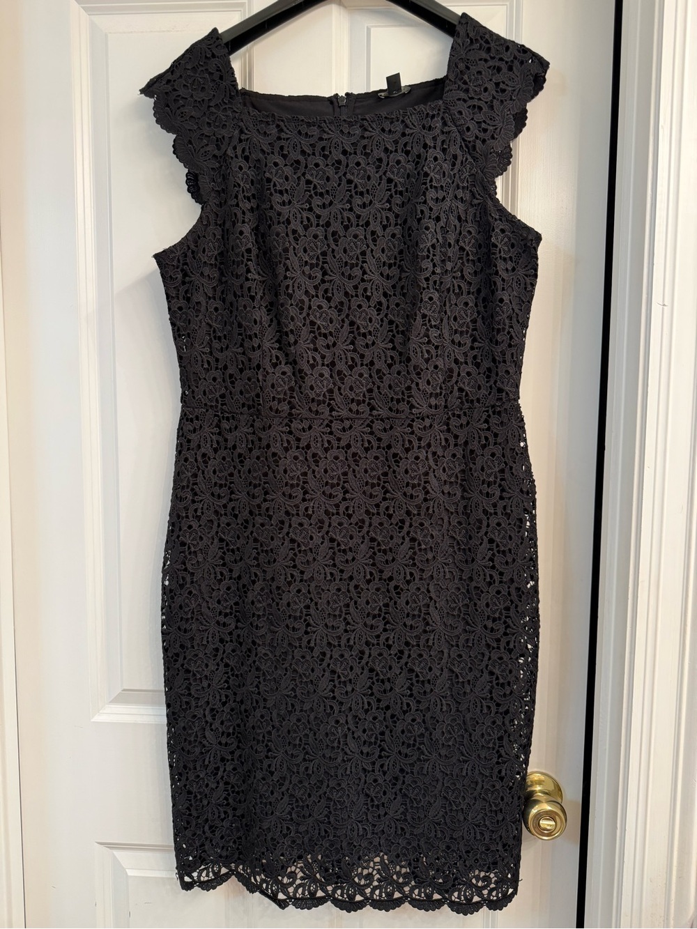 Ann Taylor Black Lace Cap-Sleeve Midi Dress